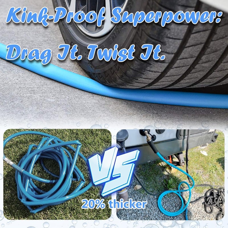 Cupohus RV Water Hose 50FT with Strain Relief Ends, Kink-Resistant Drinking Water Hose, 5/8''ID Potable Food Grade Hose with Storage Strap for RV, Marine, Camper, Truck, Car, Garden - Image 3